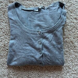 Charcoal Viscose Button-Up Cardigan